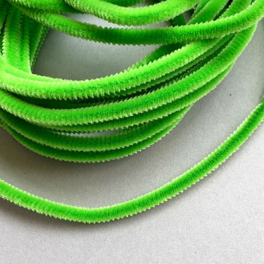 Soft 8mm Wired Chenille Cording in Bright Green ~ 1 yd.